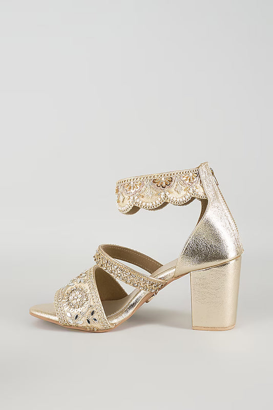 Swadesh Gold Heel [Gold Socks] - Sana K Luxurious Footwear