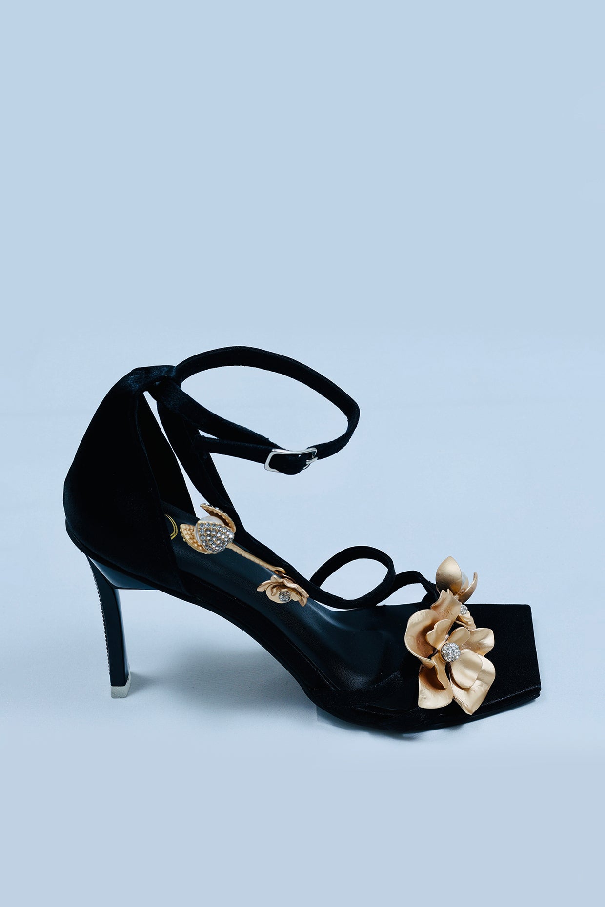Black Open Toe LA Flor Heels