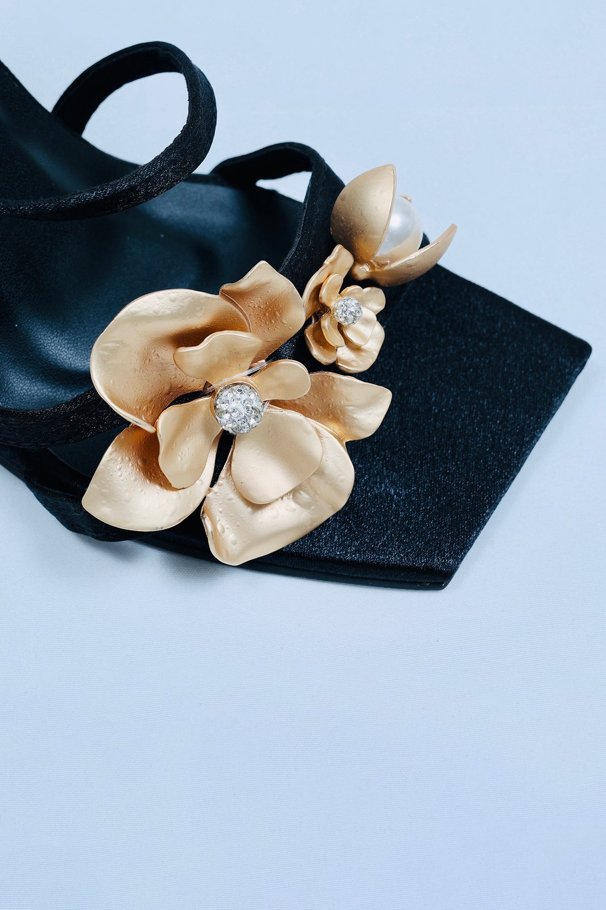 Black Open Toe LA Flor Heels