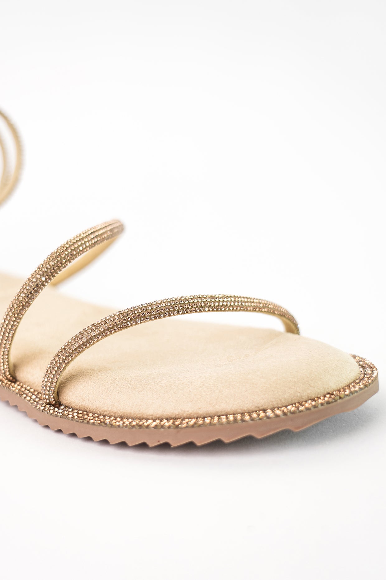 Beige Gold Open Toe Pillow Walk Flats