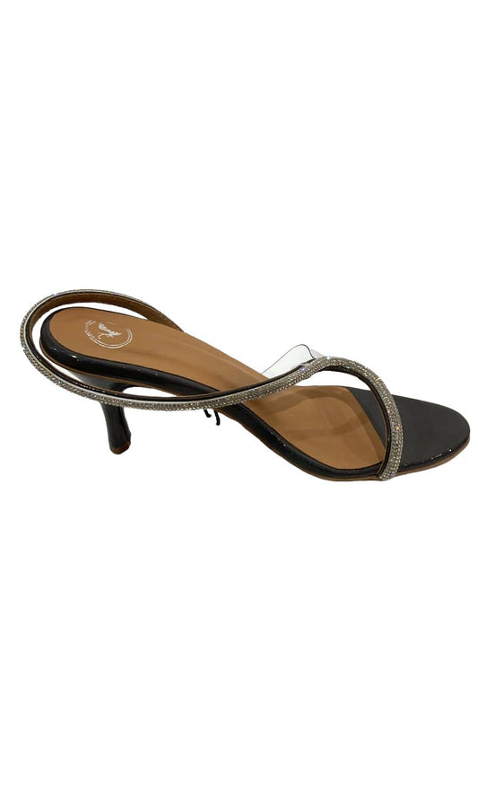 Silver String Black Base Sandals