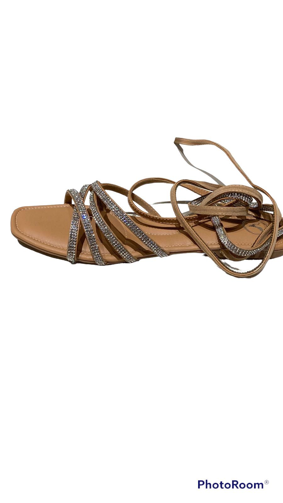 Brown Flat Strings Open - Toed Tieup Flats