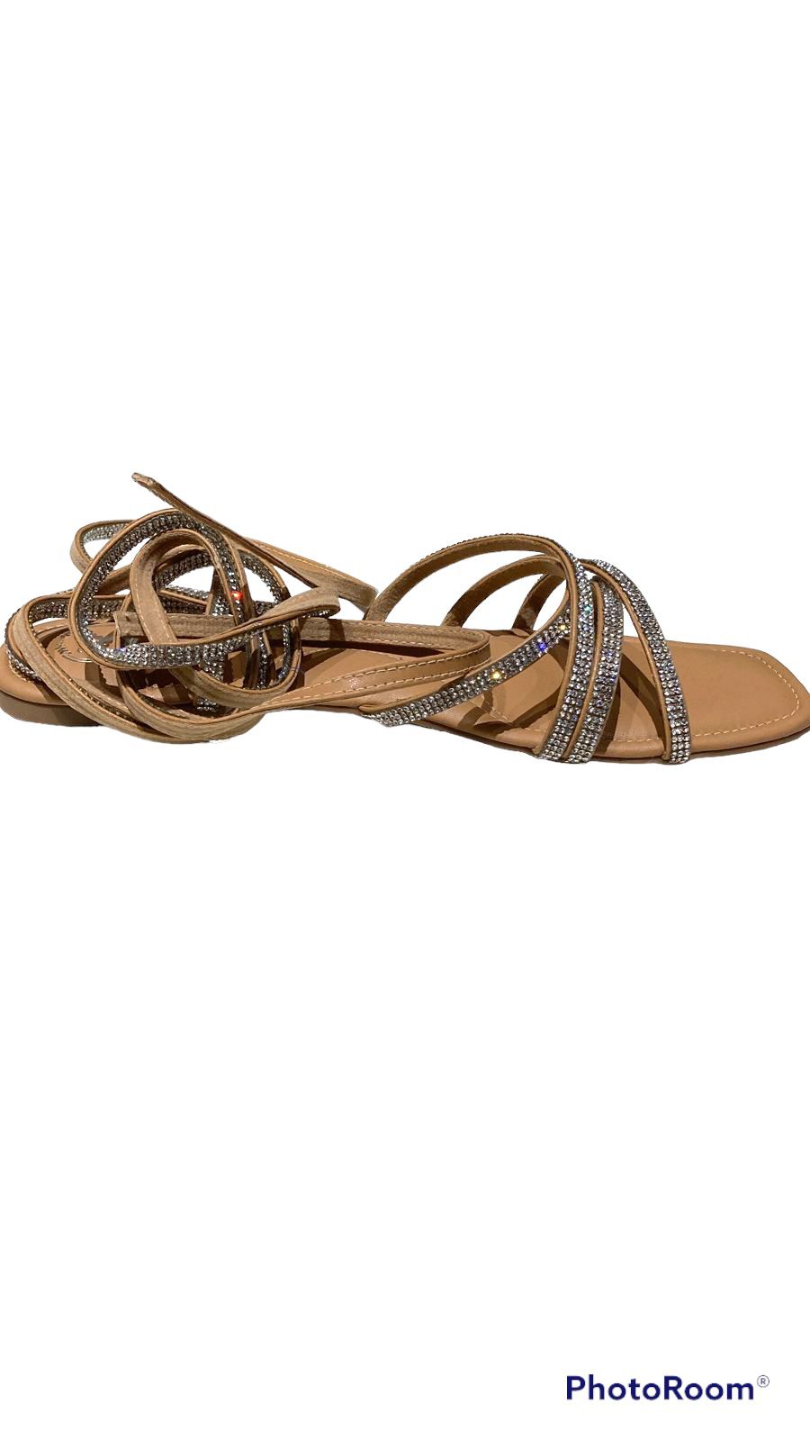 Brown Flat Strings Open - Toed Tieup Flats