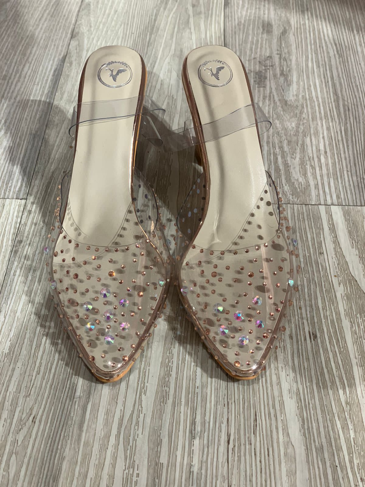 Gold Stud Rockers Open Toe Heel Sandals