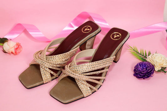 Women Open Toe Slip on closure Beige Dune Block Heel