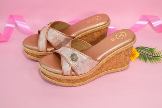 Sufi Cork Open Toe Pink Wedge